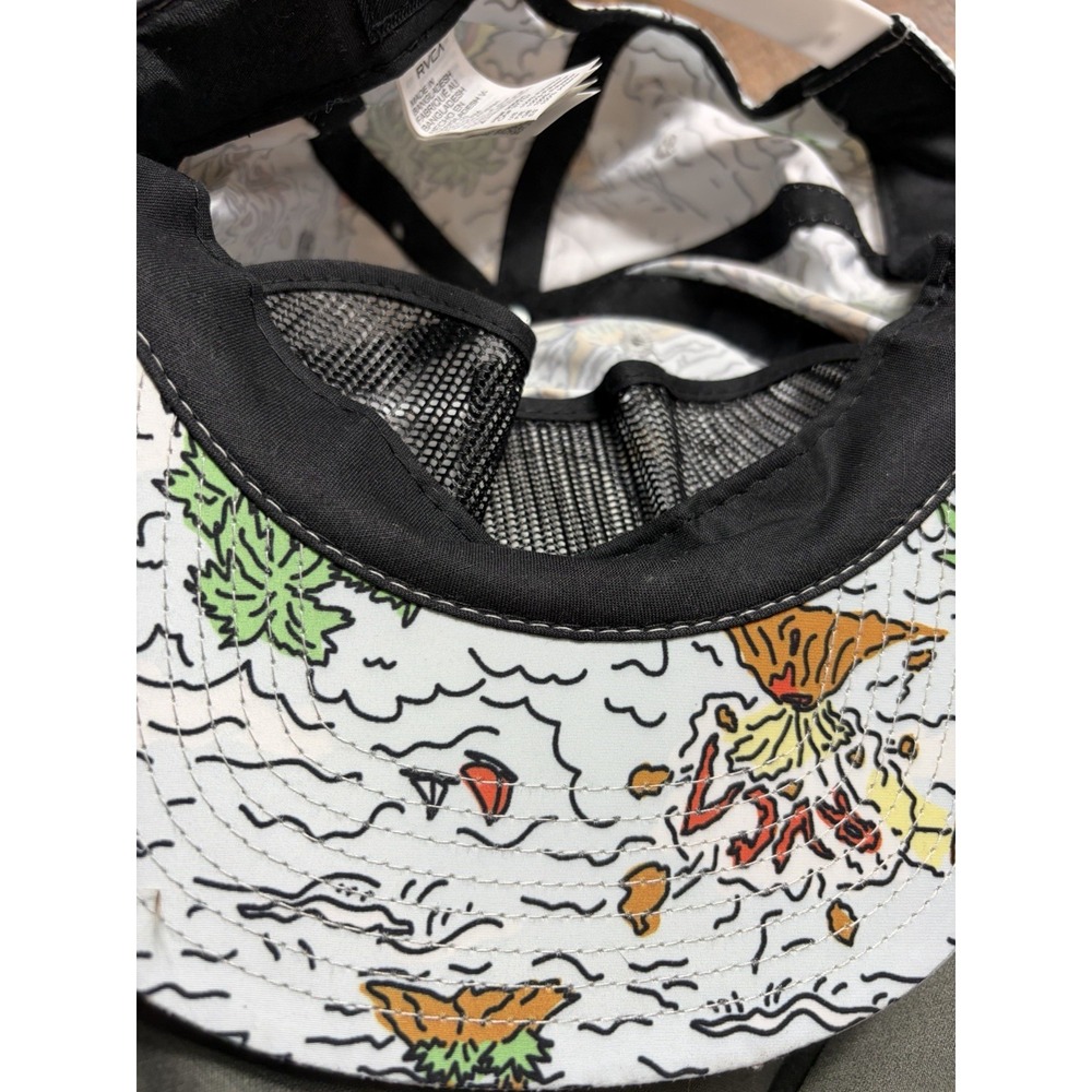 RVCA Hawaii Snapback Hat Mid Fit Black Patch Skate Surf Volcano White - Picture 4 of 6